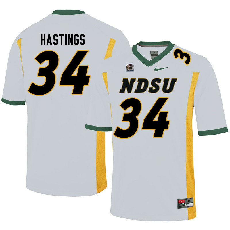Men #34 Jesse Hastings North Dakota State Bison College Football Jerseys Sale-White